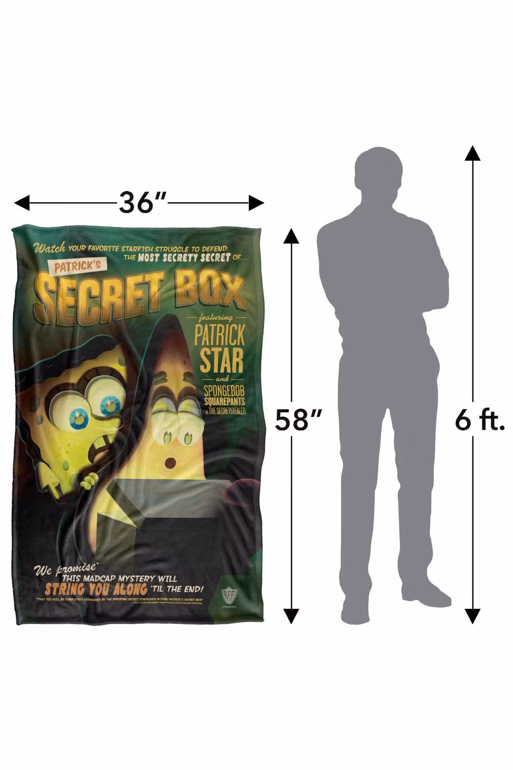 LOGOVISION Spongebob Secret Box Super Soft Silky Fleece Blanket, Multicolour, W/D/H: 91.44 x 91.44 x 147.32 cm – 7