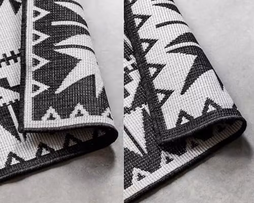 ELLE Decoration Reversible Oriental Indoor and Outdoor Polypropylene Rug in Black, W: 120 cm x L: 170 cm – 5