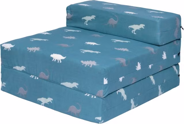 Ready Steady Bed Rex Single Z Folding Mattress Kids Sofa Bed in Petrol Animal Print