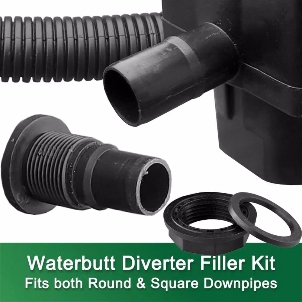 VOGREX Downpipe Diverter Kit for Square and Round Water Butts, Black – 4