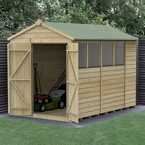 Forest Garden Apex Wooden Shiplap Shed in Brown with 4 Windows and 2 Doors – 2
