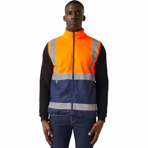 Regatta Men's Hi-Vis Class 1 Full Zip Polyester Vest in Orange and Blue, Size XL (EN ISO 20471)