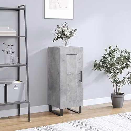 vidaXL Modern Sideboard in Concrete Grey, Engineered Wood, W/D/H: 34.5 x 34 x 90 cm – 2