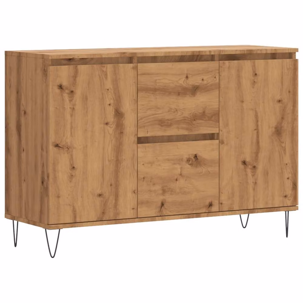 Berkfield Home Artisan Oak Sideboard in Brown, W/D/H: 104 x 35 x 70 cm – 2