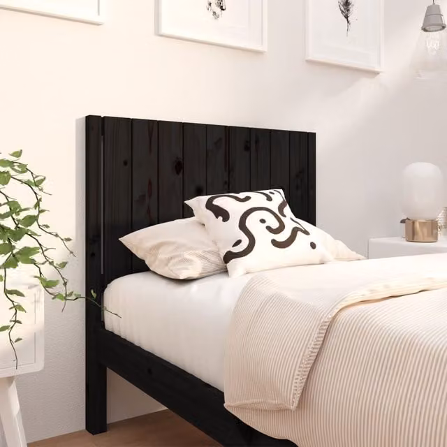 Berkfield Home Black Rustic Solid Pine Wood Bed Headboard W/D/H: 95.5 x 4 x 100 cm – 1