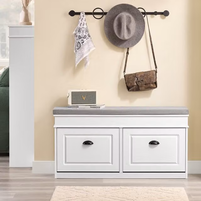 SoBuy Shoe Bench Rack with Flip Drawer in White