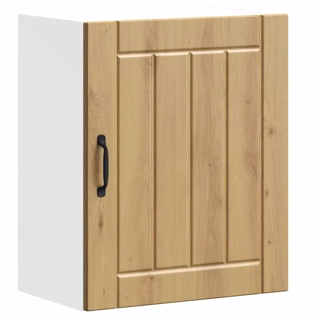 Berkfield Home Lucca Artisan Oak Kitchen Wall Cabinet with Glass Doors in Brown