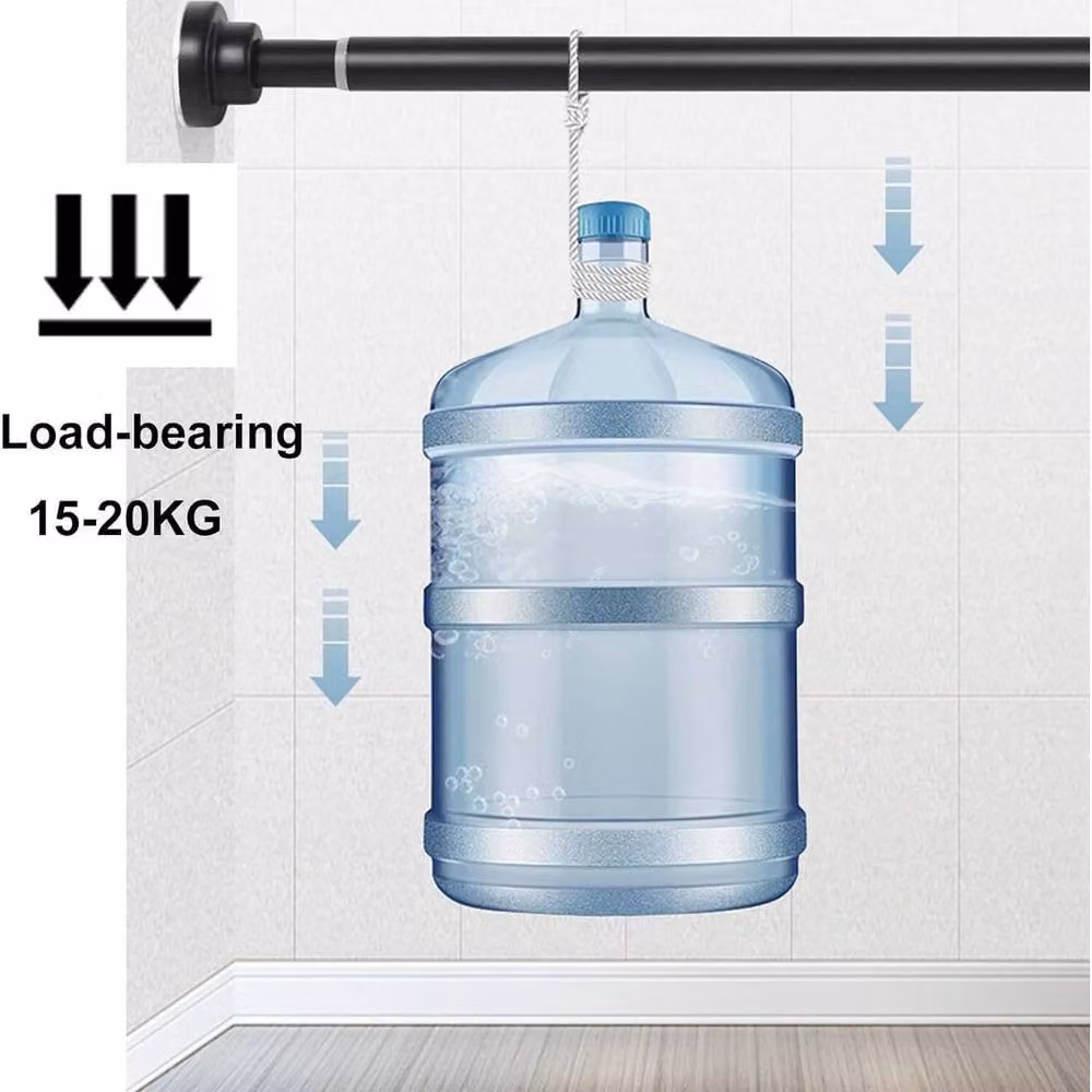 NESTLUNE Black Stainless Steel Extendable Telescopic Tension Shower Curtain 125-220cm – 2