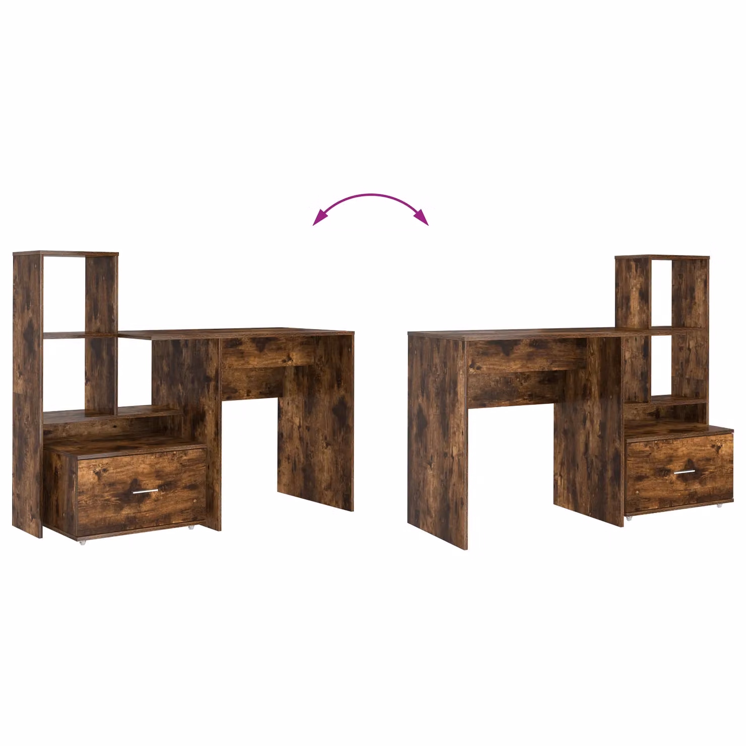 Berkfield Home Writing Desk with Drawer and Shelf in Smoked Oak Brown, W/D/H: 131.5 x 50 x 106.5 cm – 5
