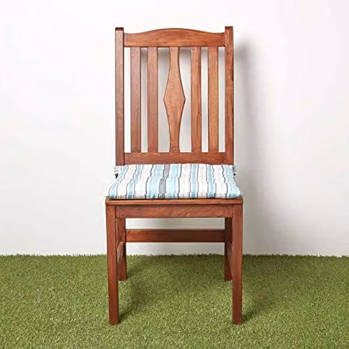 Homescapes Set of 4 Blue and White Striped Cotton Seat Pads with Ties, W/D/H: 40 x 40 x 6.5 cm – 3