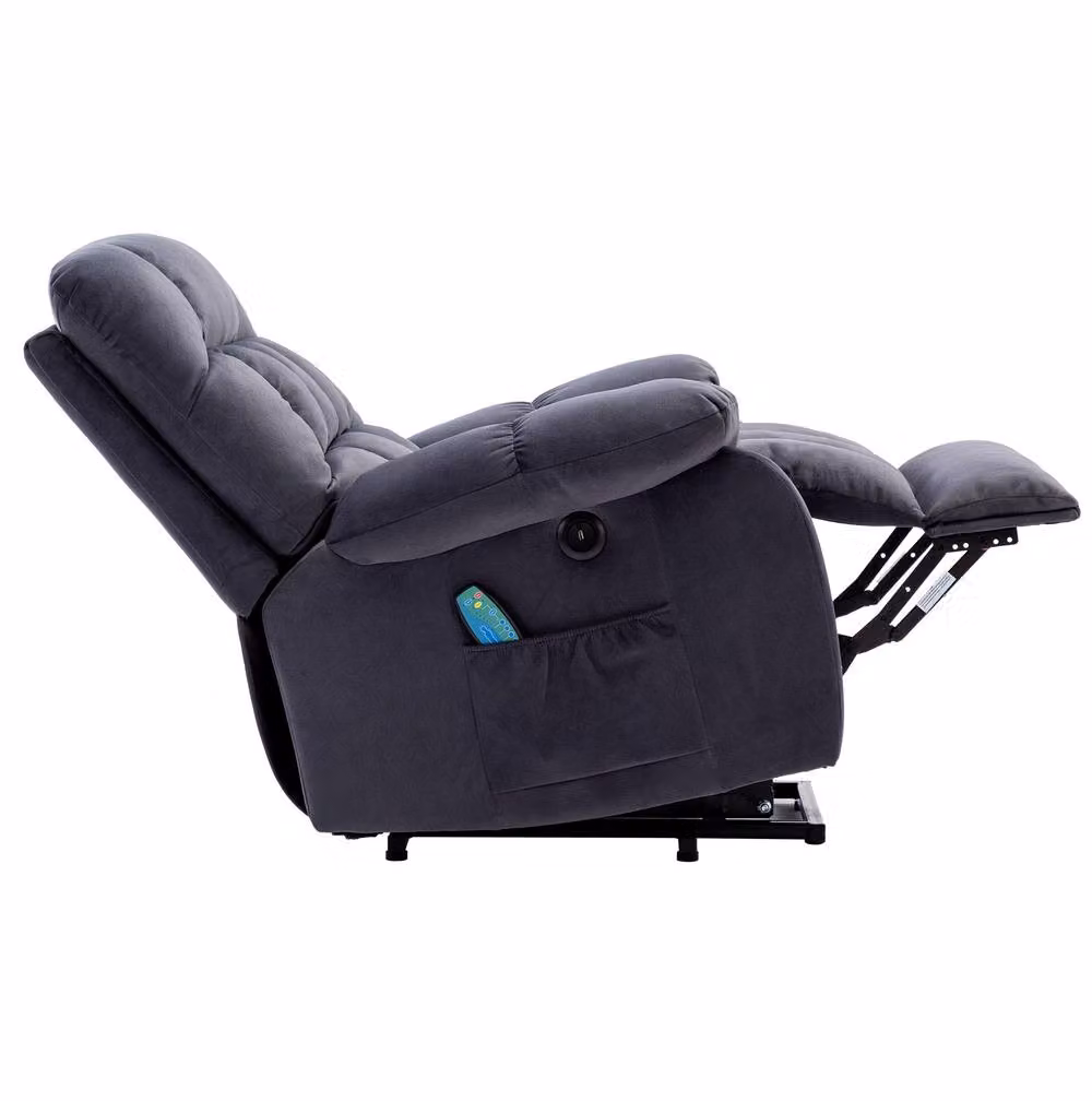 STILVORA Electric Lift Recliner Chair with Massage, Heat and USB in Grey Fabric – 7