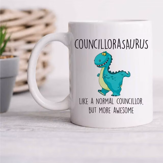 60 Second Makeover Councillorasaurus Ceramic Mug in White