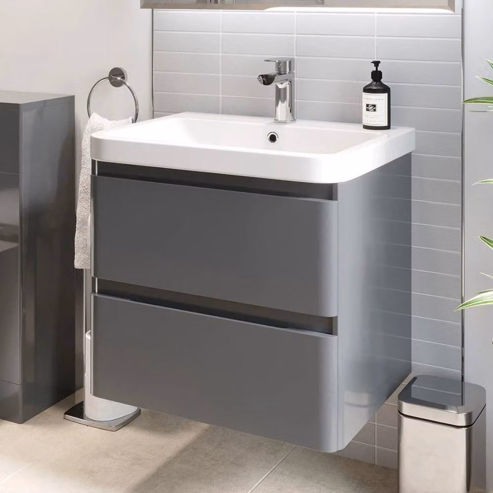 KORVIXA White Rectangular Resin Bathroom Wash Basin, W: 60 cm, D: 45 cm, H: 16.5 cm – 4