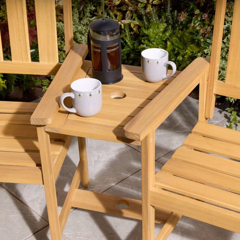 Rowlinsons Brighton Companion Seat in Brown Wood with Solid Wood Frame, W162 x D68 x H97 cm – 2
