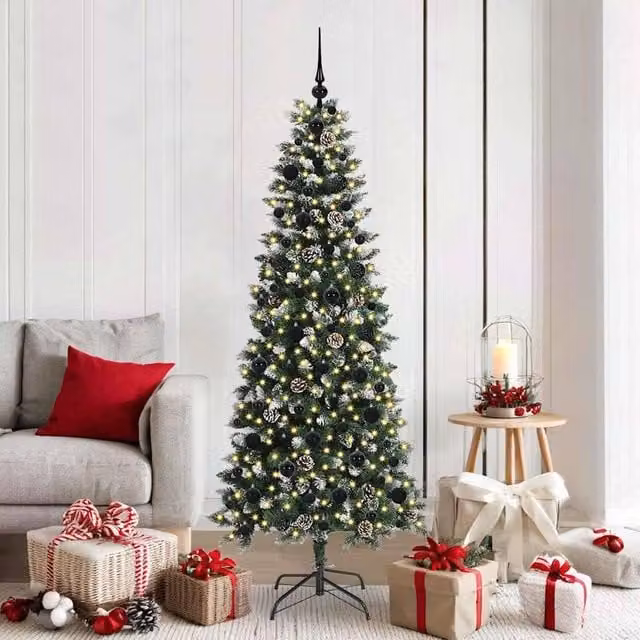 Berkfield Home Artificial Christmas Tree with 300 LEDs, Green, W/D/H: 76 x 76 x 180 cm – 1
