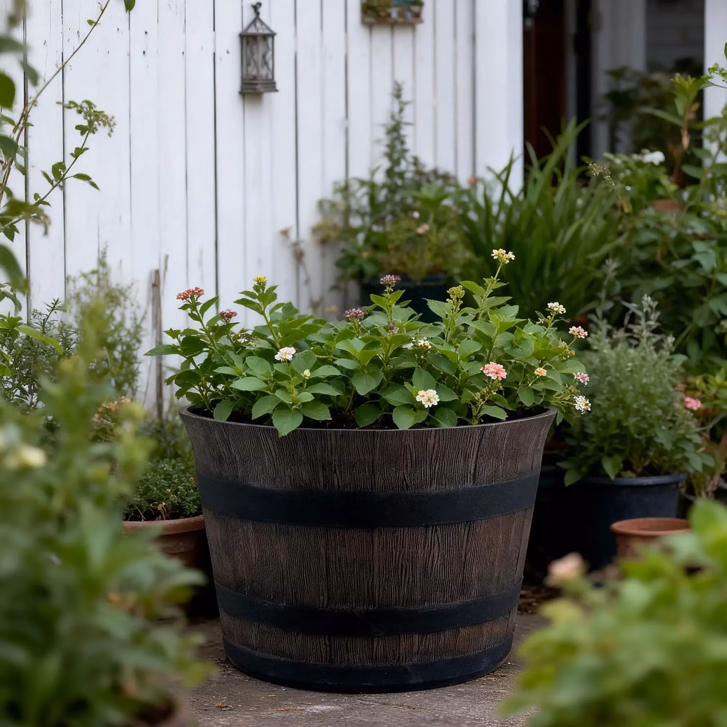 Simpa Homestead Brown Half Barrel Cask Planters, Set of 2, Dark Brown – 4