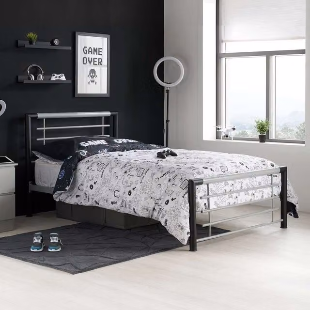 Birlea Faro Single Bed in Grey and Black