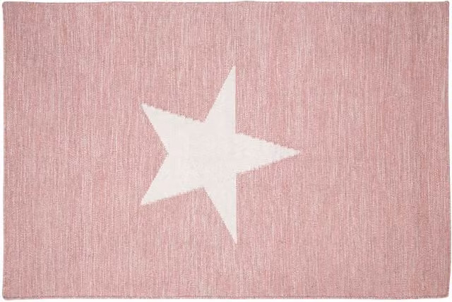 Premier Kids Orsina Star Rug in Pink and White, W/D/H: 100 x 100 x 1 cm
