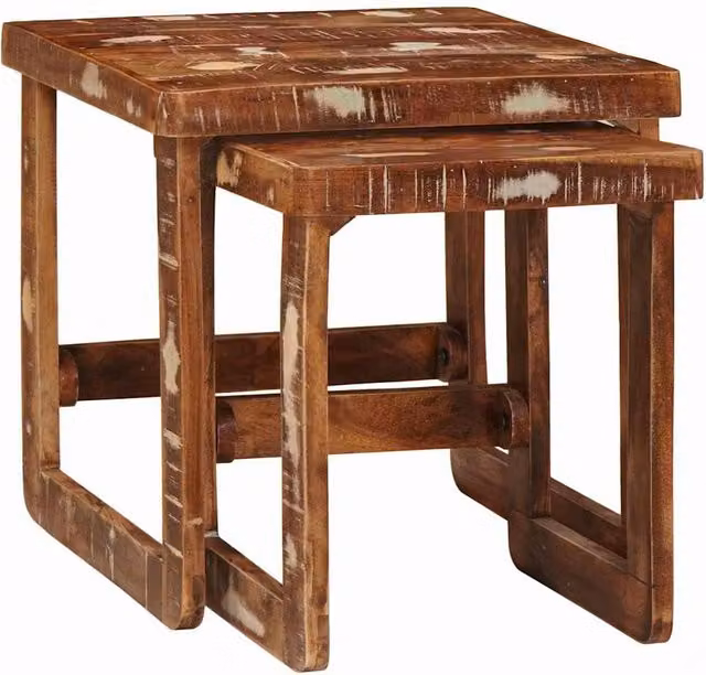 Berkfield Home Multicolour Solid Reclaimed Wood Nested End Tables