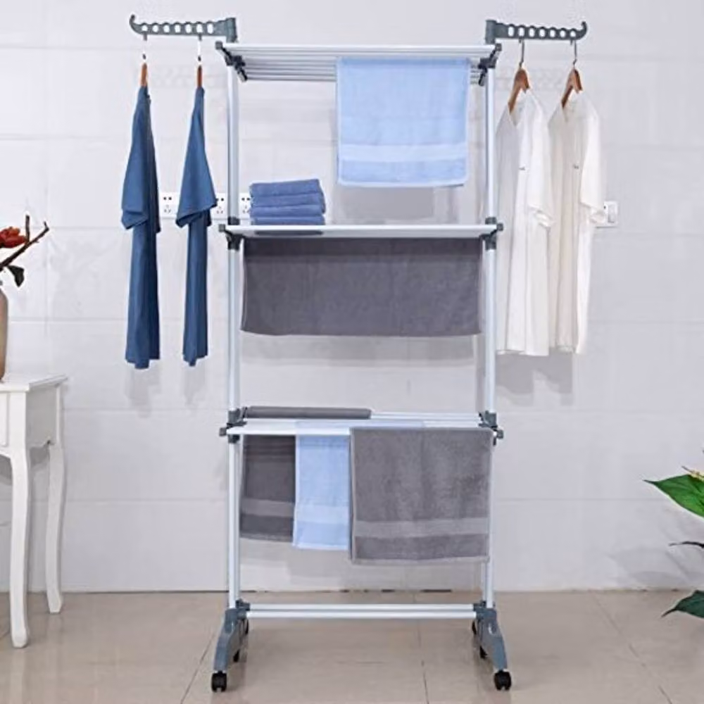 Homefront Lightweight and Foldable Metal Clothes Airer Dryer in Silver – 3