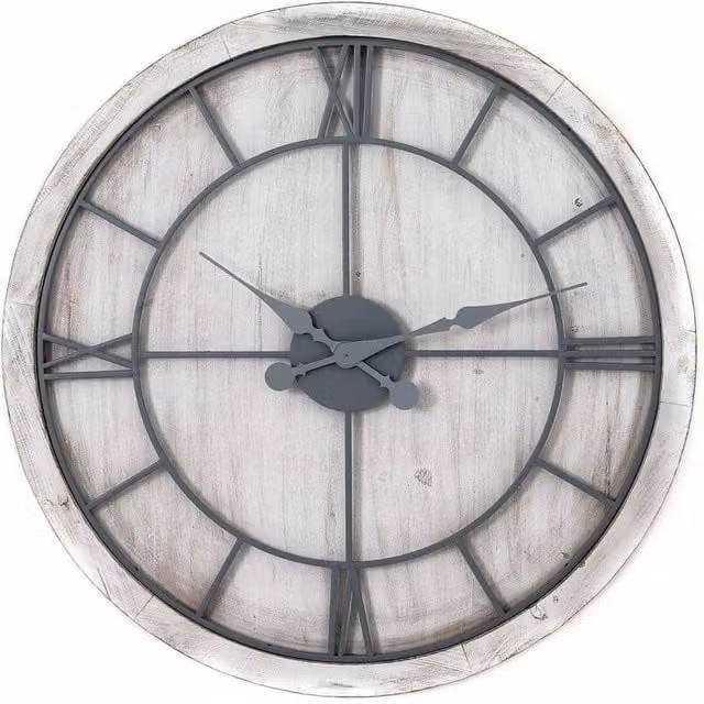 Hill Interiors Williston Round Analog Quartz Wall Clock in White