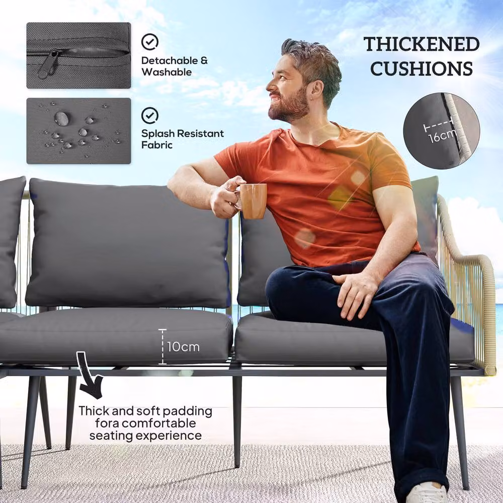 STILVORA 6-Piece Modern Sofa Set with Steel Frame in Grey – 3