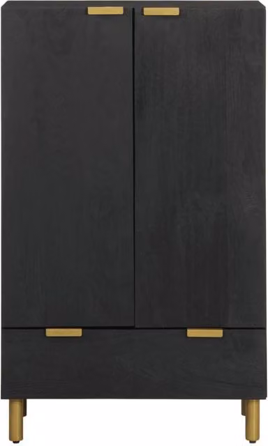 Berkfield Home Modern Black Highboard with Hinged Doors and Drawers, W/D/H: 60 x 33 x 100 cm