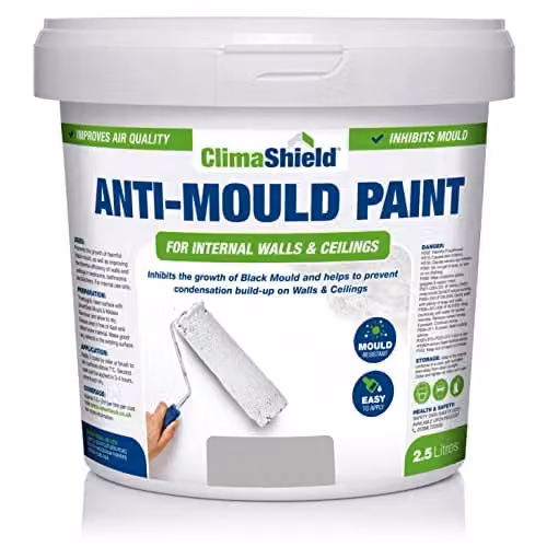ClimaShield Anti Mould Paint in Grey, 2.5L, Water Based Mould Resistant Paint for Walls and Ceilings
