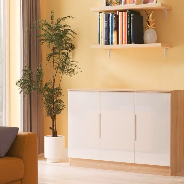 2 U Lucca Ready Assembled 3 Door Sideboard in Light Oak