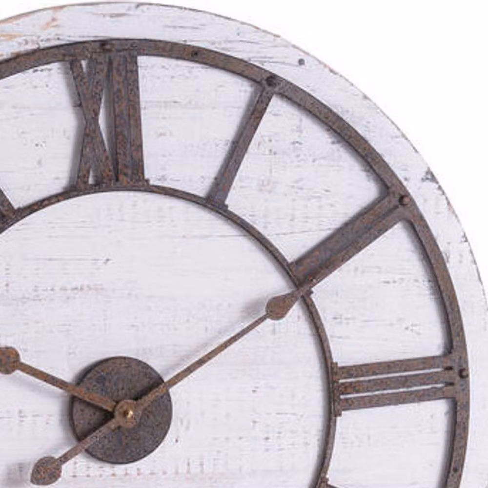 Hill Interiors Rustic Round Analog Wall Clock in Brown – 2