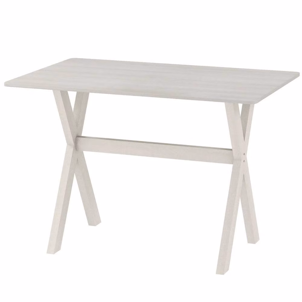 EONLION Modern Rectangular Rubberwood Dining Table in White with X-Frame, W/D/H: 100 x 71 x 76.5 cm – 2