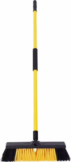 Bulldozer Dual Fill Steel Broom with Handle in Yellow