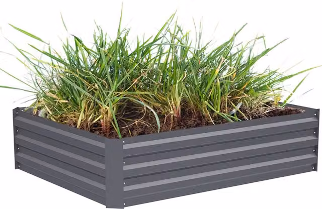 Kidkid Galvanised Steel Square Raised Planter Box for Ornamental, Herb or Vegetable Gardens, Grey