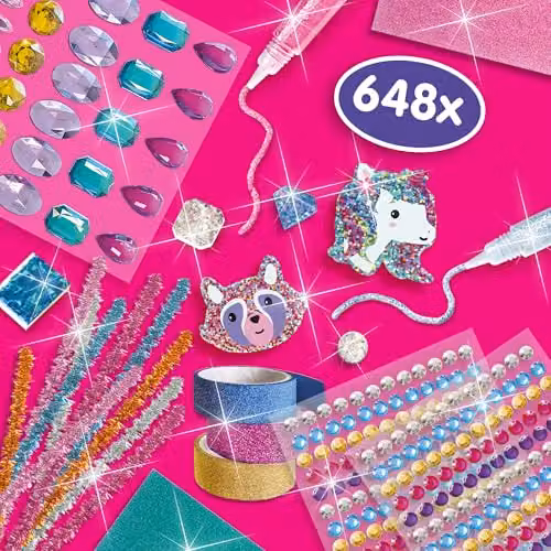 SES Creative 14139 Glitter Mega Craft Box with Foam and Paper in Pink, Turquoise and Multicolour – 3