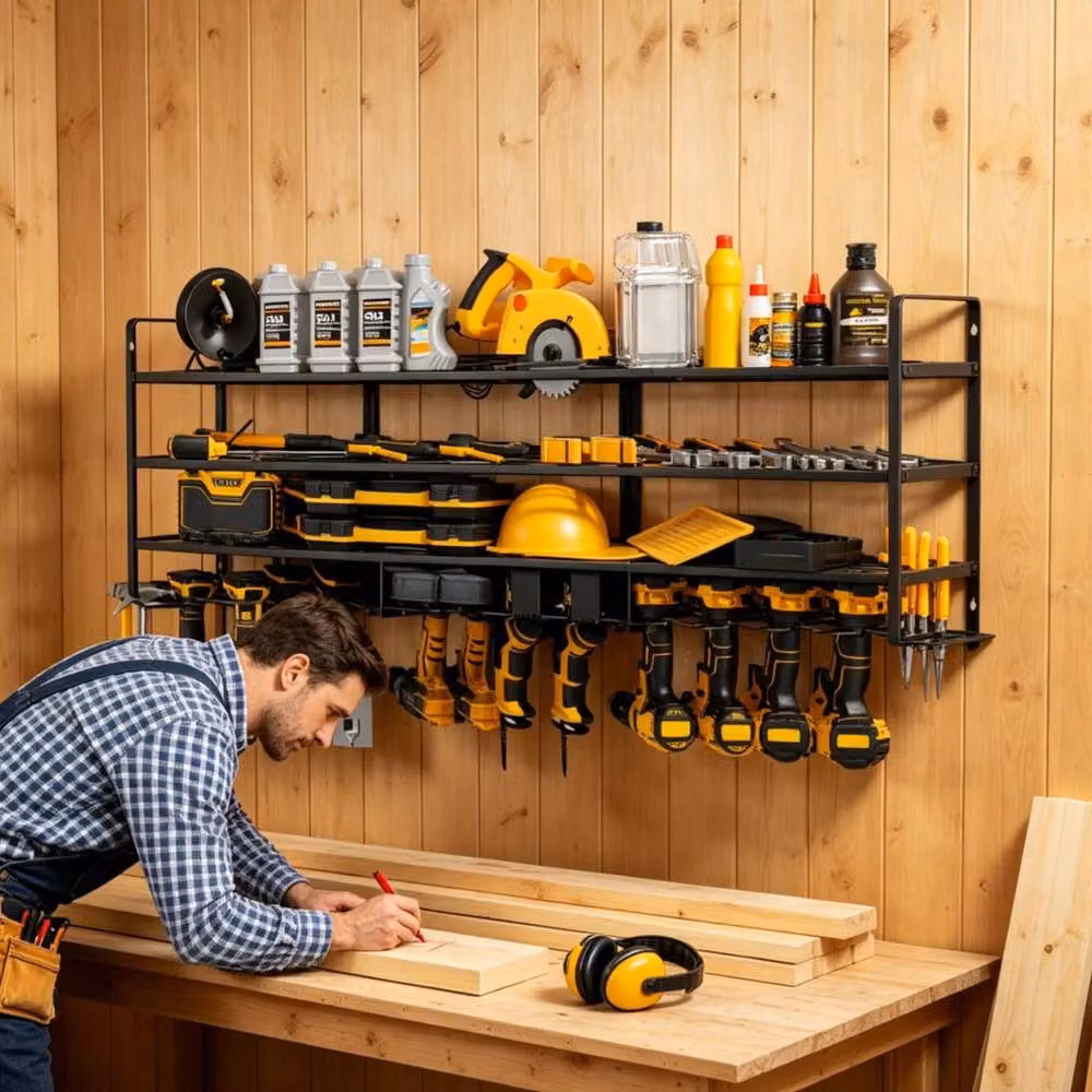 NESTLUNE Large 4-Layer Heavy Duty Power Tool Organizer and Utility Shelf, Black, W: 100 cm – 3