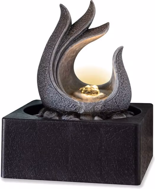 Valiant Modern Table Top Water Fountain with LED Light in Grey/Anthracite, W/D/H: 18 x 18 x 18 cm