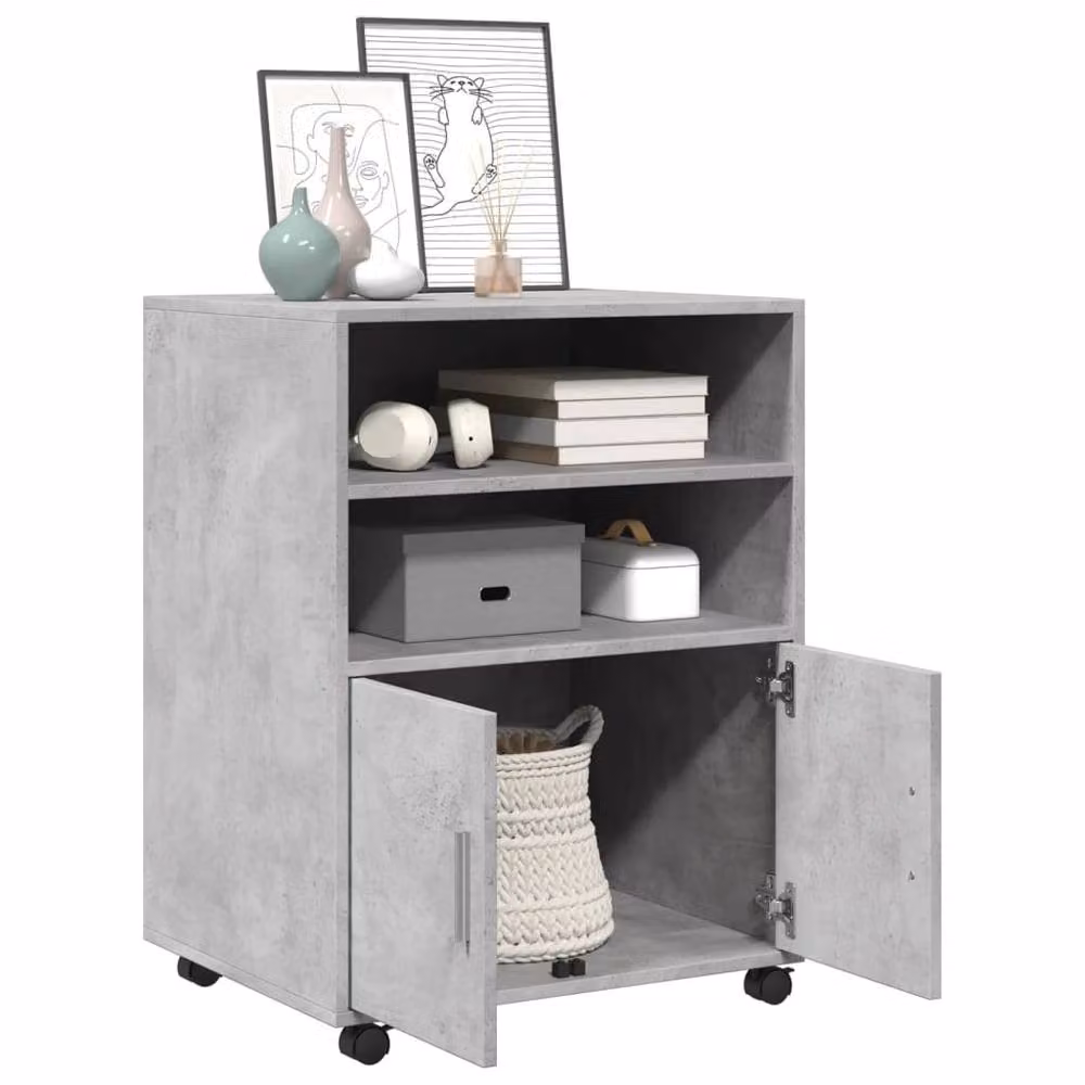 Berkfield Home Rolling Cabinet in Concrete Grey, W/D/H: 60 x 48 x 81 cm – 3
