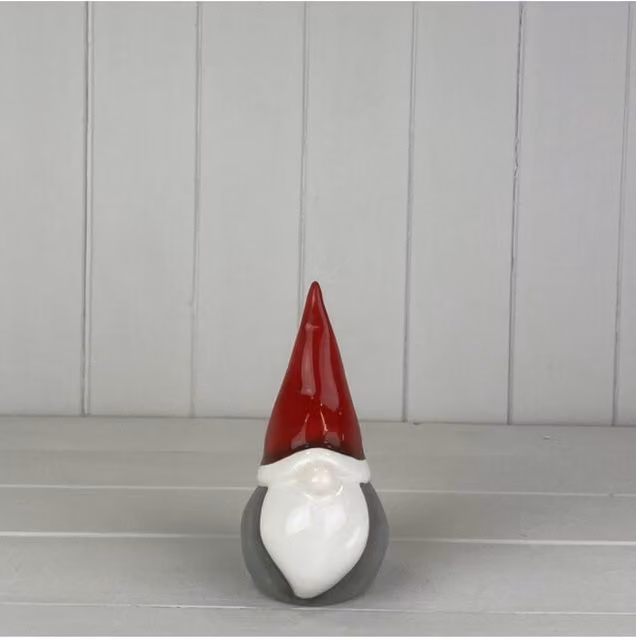 KDMD Grey and Red Ceramic Christmas Gonk Tabletop Decoration, Height: 16 cm