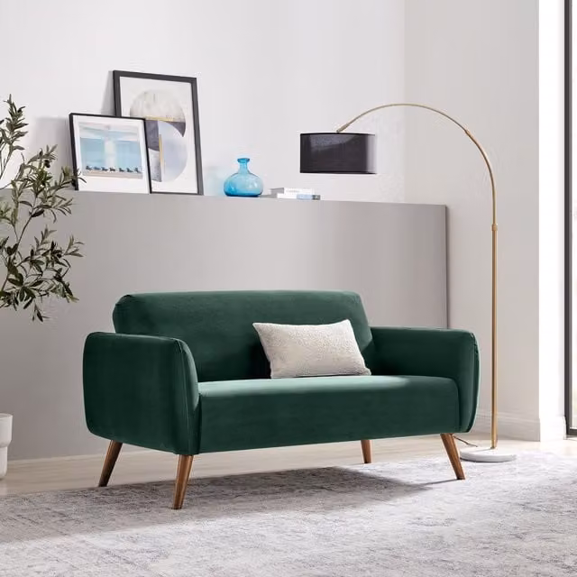 FurnitureboxUK Teddy 2 Seater Sofa in Green Velvet Upholstery