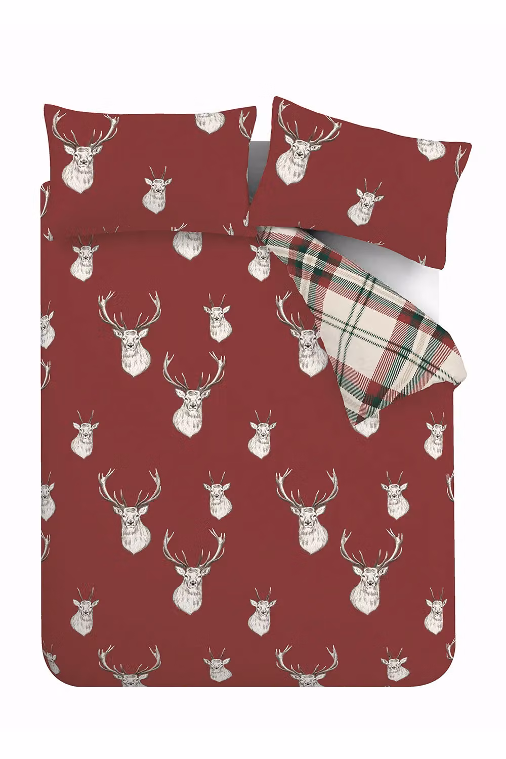 Catherine Lansfield Munro Stag Reversible Duvet Cover and Pillowcase Set, Red, W: 180 cm, H: 200 cm – 4