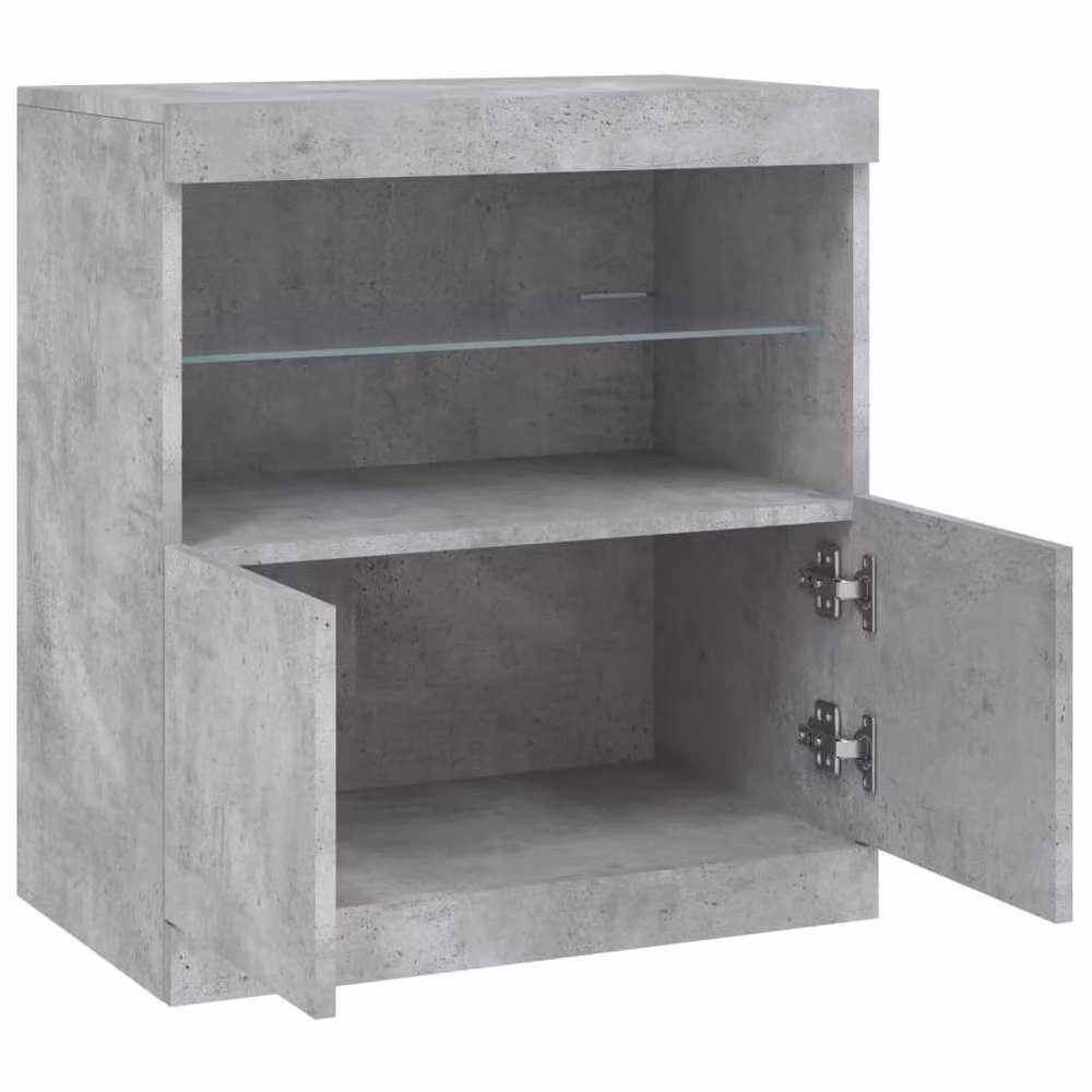 Berkfield Home Modern Sideboard with Integrated LED Lights in Grey, W: 60.5 cm, D: 37 cm, H: 67 cm – 4