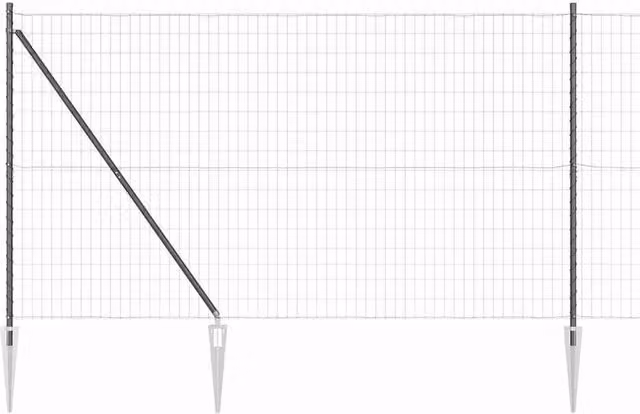 Berkfield Home Euro Fence Grey Galvanised Steel with 7 Spike Posts, W: 10 m, H: 1.6 m
