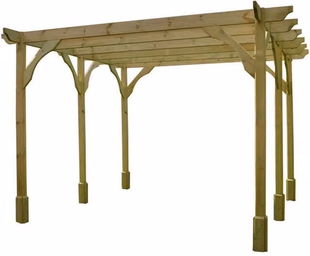 Rutland County Garden Furniture Ltd Premium 6 Post Pent Pergola in Wood and Galvanised Steel, Light Green, W: 600 cm, D: 420 cm, H: 270 cm – 1