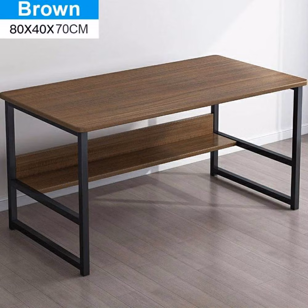 KORVIXA Modern Home Office Computer Desk with Shelf in Brown, W/D/H: 100 x 100 cm – 3