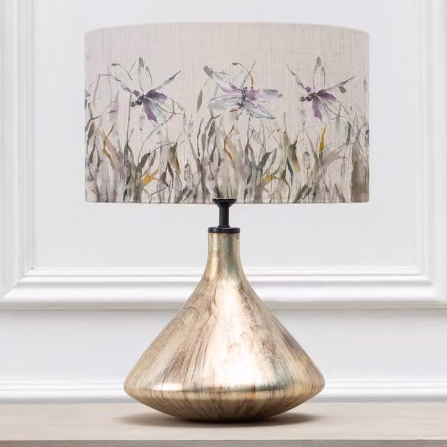 Voyage Maison Luna Table Lamp with Nightingale Eva Fabric Lampshade in Gold and Purple