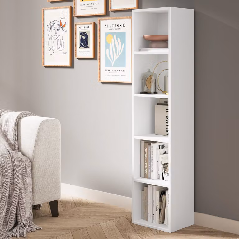 DHS White Cube Storage Unit with 5 Shelves and Back Panel
