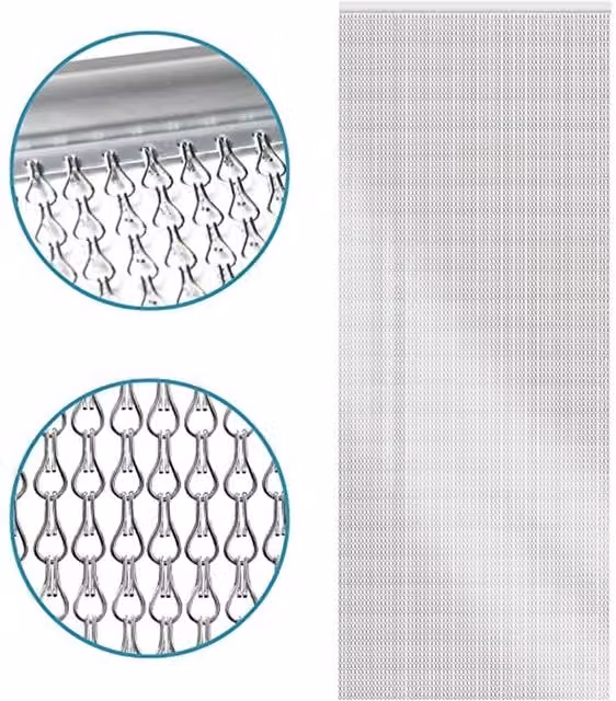 Homefront Heavy Duty Aluminium Fly Chain Curtain Strips in Silver