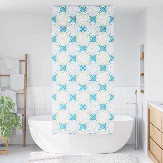 Berkfield Home Graphic Multicolour Opaque Shower Roller Blind W/H: 90 x 240 cm