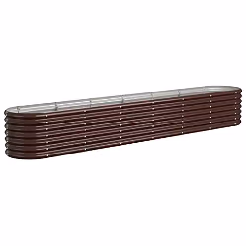vidaXL Brown Galvanised Steel Garden Raised Bed W: 260 cm, D: 40 cm, H: 36 cm – 1