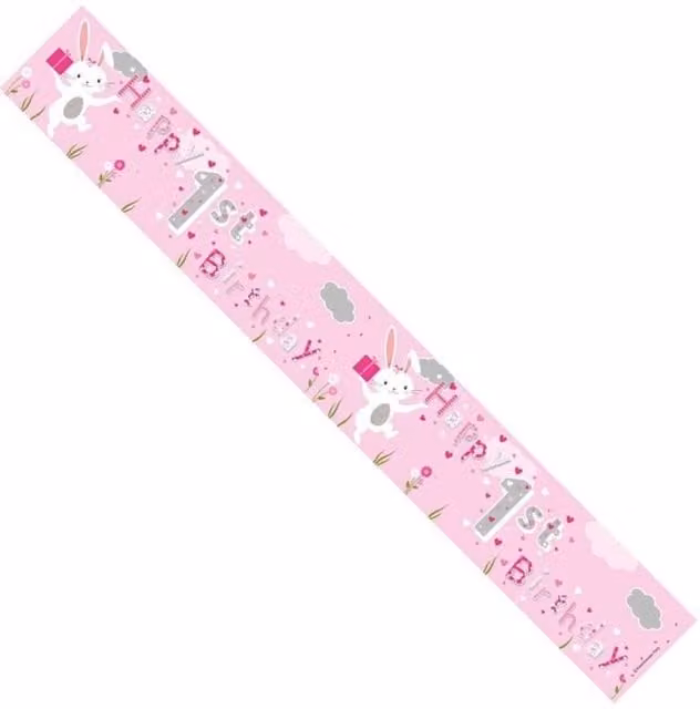 KDMD 12 Pack Pink Paper Female 1st Birthday Pennant Banner